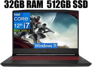 MSI Katana GF66 15 Gaming Laptop, 15.6" 144Hz Display, Intel Core i7-12650H 10 cores Processor, NVIDIA GeForce RTX 3050 Ti 4 GB, Cooler Boost 5, 32GB DDR4  512GB PCIe SSD, Windows 11