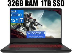MSI Katana GF66 15 Gaming Laptop, 15.6" 144Hz Display, Intel Core i7-12650H 10 cores Processor, NVIDIA GeForce RTX 3050 Ti 4 GB, Cooler Boost 5, 32GB DDR4  1TB PCIe SSD, Windows 11 Pro