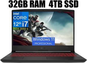 MSI Katana GF66 15 Gaming Laptop, 15.6" 144Hz Display, Intel Core i7-12650H 10 cores Processor, NVIDIA GeForce RTX 3050 Ti 4 GB, Cooler Boost 5, 32GB DDR4  4TB PCIe SSD, Windows 11 Pro