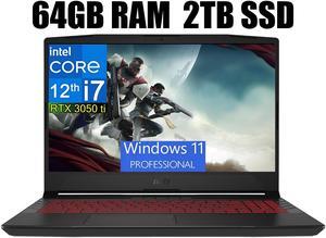 MSI Katana GF66 15 Gaming Laptop, 15.6" 144Hz Display, Intel Core i7-12650H 10 cores Processor, NVIDIA GeForce RTX 3050 Ti 4 GB, Cooler Boost 5, 64GB DDR4  2TB PCIe SSD, Windows 11 Pro