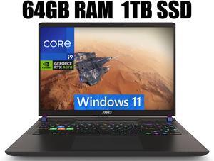 MSI Vector 16 Gaming Laptop, 16" QHD+ 240Hz, Intel Core i9-14900HX 24 Cores Processor, NVIDIA GeForce RTX 4070 8GB GDDR6, Thunderbolt 4, Cooler Boost 5, 64GB DDR5  1TB PCIe SSD, Windows 11