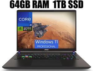 MSI Vector 16 Gaming Laptop, 16" QHD+ 240Hz, Intel Core i9-14900HX 24 Cores Processor, NVIDIA GeForce RTX 4070 8GB GDDR6, Thunderbolt 4, Cooler Boost 5, 64GB DDR5  1TB PCIe SSD, Windows 11 Pro