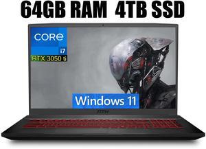 MSI Katana GF76 17 Gaming Laptop, 17.3" FHD 144Hz Display, Intel Core i7-11800H 8-Core Processors, NVIDIA GeForce RTX 3050 Ti 4GB Graphics, Backlit USB-C, 64GB DDR5  4TB PCIe SSD, Windows 11
