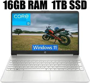 HP 15 Laptop, 15.6" Full HD (1920 x 1080) Display, Intel Core i3-1115G4 2 Cores Processor, Intel UHD Graphics, WiFi, Bluetooth 4.2, Webcam, 16GB DDR4  1TB PCIe SSD, Windows 11