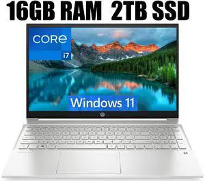 HP Pavilion 15 Laptop, 15.6" FHD (1920 x 1080) Display, Intel Core i7-1165G7 4 cores Processor, Iris Xe Graphics, Audio by B&O, WFi 6, HDMI, 16GB DDR4  2TB PCIe SSD, Windows 11