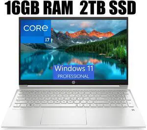 HP Pavilion 15 Laptop, 15.6" FHD (1920 x 1080) Display, Intel Core i7-1165G7 4 cores Processor, Iris Xe Graphics, Audio by B&O, WFi 6, HDMI, 16GB DDR4  2TB PCIe SSD, Windows 11 Pro