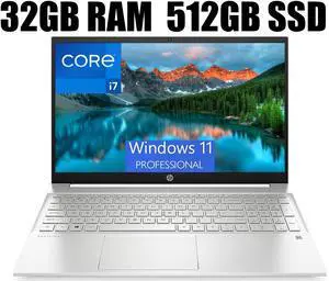 HP Pavilion 15 Laptop, 15.6" FHD (1920 x 1080) Display, Intel Core i7-1165G7 4 cores Processor, Iris Xe Graphics, Audio by B&O, WFi 6, HDMI, 32GB DDR4  512GB PCIe SSD, Windows 11 Pro