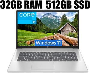 HP 17 Business Laptop, 17.3" HD+ Display, 11th Gen Intel Core i3-1125G4 4 Cores Processor, Intel UHD Graphics, Wi-Fi, HDMI, Webcam, 32GB DDR4  512GB PCIe SSD, Windows 11