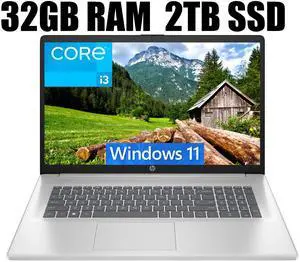 HP 17 Business Laptop, 17.3" HD+ Display, 11th Gen Intel Core i3-1125G4 4 Cores Processor, Intel UHD Graphics, Wi-Fi, HDMI, Webcam, 32GB DDR4  2TB PCIe SSD, Windows 11