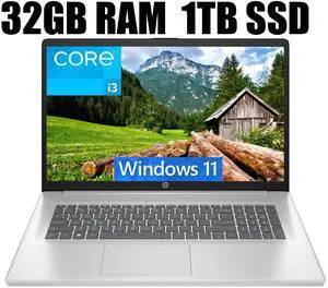 HP 17 Business Laptop, 17.3" HD+ Display, 11th Gen Intel Core i3-1125G4 4 Cores Processor, Intel UHD Graphics, Wi-Fi, HDMI, Webcam, 32GB DDR4  1TB PCIe SSD, Windows 11