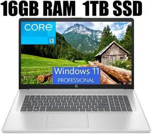 HP 17 Business Laptop, 17.3" HD+ Display, 11th Gen Intel Core i3-1125G4 4 Cores Processor, Intel UHD Graphics, Wi-Fi, HDMI, Webcam, 16GB DDR4  1TB PCIe SSD, Windows 11 Pro