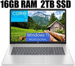 HP 17 Business Laptop, 17.3" HD+ Display, 11th Gen Intel Core i3-1125G4 4 Cores Processor, Intel UHD Graphics, Wi-Fi, HDMI, Webcam, 16GB DDR4  2TB PCIe SSD, Windows 11 Pro