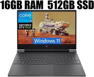 HP Victus 15 Gaming Laptop, 15.6" FHD 144Hz Display, Intel Core i5-12450H 8 Cores Processor, NVIDIA GeForce GTX 1650 4 GB GDDR5, WiFi 6, Backlit KB, 16GB DDR4  512GB PCIe SSD, Windows 11