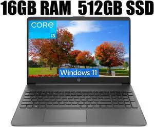HP 15 Lightweight Laptop, 15.6" FHD (1920 x 1080) Display, Intel Core i3-1215U 6 cores Processor, Intel UHD Graphics, Wi-Fi 6 + Bluetooth. 5.1, 16GB DDR4  512GB PCIe SSD, Windows 11