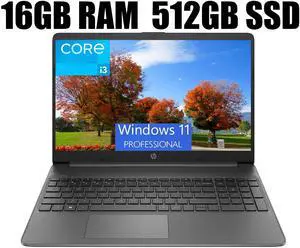 HP 15 Lightweight Laptop, 15.6" FHD (1920 x 1080) Display, Intel Core i3-1215U 6 cores Processor, Intel UHD Graphics, Wi-Fi 6 + Bluetooth. 5.1, 16GB DDR4  512GB PCIe SSD, Windows 11 Pro