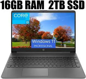 HP 15 Lightweight Laptop, 15.6" FHD (1920 x 1080) Display, Intel Core i3-1215U 6 cores Processor, Intel UHD Graphics, Wi-Fi 6 + Bluetooth. 5.1, 16GB DDR4  2TB PCIe SSD, Windows 11 Pro