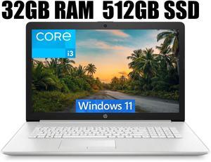 HP 17 Business Laptop, 17.3" Full HD Display, 11th Gen Intel Core i3-1115G4 Dual-Core Processor, Intel UHD Graphics, HDMI, Wi-Fi, Bluetooth, Webcam, 32GB DDR4  512GB PCIe SSD, Windows 11