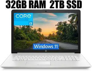 HP 17 Business Laptop, 17.3" Full HD Display, 11th Gen Intel Core i3-1115G4 Dual-Core Processor, Intel UHD Graphics, HDMI, Wi-Fi, Bluetooth, Webcam, 32GB DDR4  2TB PCIe SSD, Windows 11
