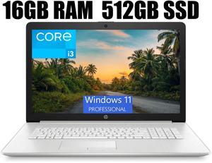 HP 17 Business Laptop, 17.3" Full HD Display, 11th Gen Intel Core i3-1115G4 Dual-Core Processor, Intel UHD Graphics, HDMI, Wi-Fi, Bluetooth, Webcam, 16GB DDR4  512GB PCIe SSD, Windows 11 Pro