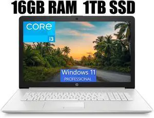 HP 17 Business Laptop, 17.3" Full HD Display, 11th Gen Intel Core i3-1115G4 Dual-Core Processor, Intel UHD Graphics, HDMI, Wi-Fi, Bluetooth, Webcam, 16GB DDR4  1TB PCIe SSD, Windows 11 Pro