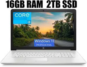 HP 17 Business Laptop, 17.3" Full HD Display, 11th Gen Intel Core i3-1115G4 Dual-Core Processor, Intel UHD Graphics, HDMI, Wi-Fi, Bluetooth, Webcam, 16GB DDR4  2TB PCIe SSD, Windows 11 Pro