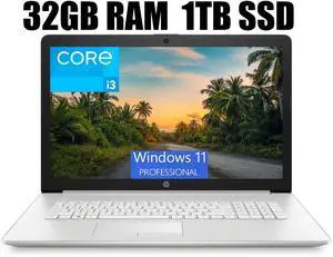 HP 17 Business Laptop, 17.3" Full HD Display, 11th Gen Intel Core i3-1115G4 Dual-Core Processor, Intel UHD Graphics, HDMI, Wi-Fi, Bluetooth, Webcam, 32GB DDR4  1TB PCIe SSD, Windows 11 Pro