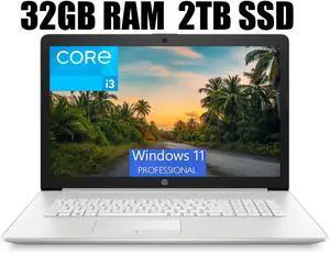 HP 17 Business Laptop, 17.3" Full HD Display, 11th Gen Intel Core i3-1115G4 Dual-Core Processor, Intel UHD Graphics, HDMI, Wi-Fi, Bluetooth, Webcam, 32GB DDR4  2TB PCIe SSD, Windows 11 Pro