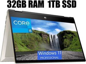 HP Pavilion x360 2-in-1 14 Laptop, 14" FHD Touchscreen, Intel Core i5-1135G7 4 Cores Processor, Intel Iris Xe graphics, Fingerprint Reader, Webcam, 32GB DDR4 1TB PCIe SSD, Windows 11 Pro HP Pavilion x360 2-in-1 14 Laptop, 14" FHD Touchscreen, Intel Core i5-1135G7 4 Cores Processor, Intel Iris Xe graphics, Fingerprint Reader, Webcam, 32GB DDR4 1TB PCIe SSD, Windows 11 Pro