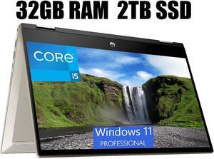 HP Pavilion x360 2-in-1 14 Laptop, 14" FHD Touchscreen, Intel Core i5-1135G7 4 Cores Processor, Intel Iris Xe graphics, Fingerprint Reader, Webcam, 32GB DDR4 2TB PCIe SSD, Windows 11 Pro HP Pavilion x360 2-in-1 14 Laptop, 14" FHD Touchscreen, Intel Core i5-1135G7 4 Cores Processor, Intel Iris Xe graphics, Fingerprint Reader, Webcam, 32GB DDR4 2TB PCIe SSD, Windows 11 Pro