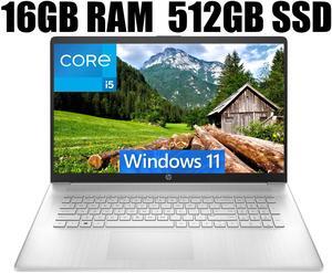 HP 17 Laptop, 17.3" Full HD (1920 x 1080) Display, Intel Core i5-1135G7 Quad-Core Processor, Intel Iris Xe Graphics, Wi-Fi and Bluetooth, 16GB DDR4  512GB PCIe SSD, Windows 11