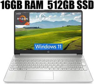 HP 15 Laptop, 15.6 HD display, AMD Ryzen 7 5700U 8 cores Processor, AMD Radeon Graphics, Full-Size Keyboard, Wi-Fi 6 & Bluetooth, 16GB DDR4  512GB PCIe SSD, Windows 11