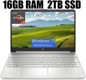 HP 15 Laptop, 15.6 HD display, AMD Ryzen 7 5700U 8 cores Processor, AMD Radeon Graphics, Full-Size Keyboard, Wi-Fi 6 & Bluetooth, 16GB DDR4  2TB PCIe SSD, Windows 11 Pro