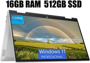 HP Pavilion x360 15 Laptop, 15.6" FHD Touchscreen, Intel Core i5-1235U 10 Cores Processor, Intel Iris Xe Graphics, Backlit Keyboard, HD Webcam, 16GB DDR4  512GB PCIe SSD, Windows 11 Pro