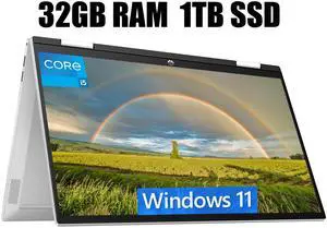 HP Pavilion x360 15 Laptop, 15.6" FHD Touchscreen, Intel Core i5-1235U 10 Cores Processor, Intel Iris Xe Graphics, Backlit Keyboard, HD Webcam, 32GB DDR4  1TB PCIe SSD, Windows 11