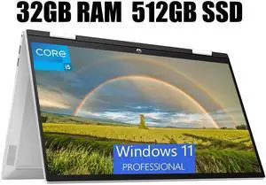 HP Pavilion x360 15 Laptop, 15.6" FHD Touchscreen, Intel Core i5-1235U 10 Cores Processor, Intel Iris Xe Graphics, Backlit Keyboard, HD Webcam, 32GB DDR4  512GB PCIe SSD, Windows 11 Pro