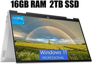 HP Pavilion x360 15 Laptop, 15.6" FHD Touchscreen, Intel Core i5-1235U 10 Cores Processor, Intel Iris Xe Graphics, Backlit Keyboard, HD Webcam, 16GB DDR4  2TB PCIe SSD, Windows 11 Pro