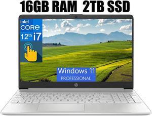 HP 15 Laptop, 15.6" FHD (1920 x 1080) Touchscreen, Intel Core i7-1255U 10-Core Processor, Intel Iris Xe Graphics, Wi-Fi 5 and Bluetooth 4.2, 16GB DDR4  2TB PCIe SSD, Windows 11 Pro