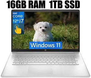 HP 17 Laptop, 17.3" HD+ Touchscreen, Intel Core i7-1255U 10 Cores Processor, Intel Iris Xe Graphics, Fingerprint Reader, Wi-Fi 6 and Bluetooth, 16GB DDR4  1TB PCIe SSD, Windows 11