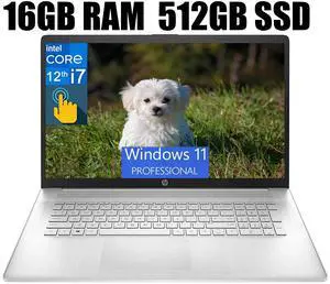 HP 17 Laptop, 17.3" HD+ Touchscreen, Intel Core i7-1255U 10 Cores Processor, Intel Iris Xe Graphics, Fingerprint Reader, Wi-Fi 6 and Bluetooth, 16GB DDR4  512GB PCIe SSD, Windows 11 Pro