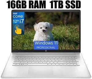 HP 17 Laptop, 17.3" HD+ Touchscreen, Intel Core i7-1255U 10 Cores Processor, Intel Iris Xe Graphics, Fingerprint Reader, Wi-Fi 6 and Bluetooth, 16GB DDR4  1TB PCIe SSD, Windows 11 Pro