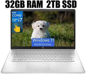 HP 17 Laptop, 17.3" HD+ Touchscreen, Intel Core i7-1255U 10 Cores Processor, Intel Iris Xe Graphics, Fingerprint Reader, Wi-Fi 6 and Bluetooth, 32GB DDR4 2TB PCIe SSD, Windows 11 Pro HP 17 Laptop, 17.3" HD+ Touchscreen, Intel Core i7-1255U 10 Cores Processor, Intel Iris Xe Graphics, Fingerprint Reader, Wi-Fi 6 and Bluetooth, 32GB DDR4 2TB PCIe SSD, Windows 11 Pro