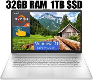 HP 17 Laptop, 17.3" HD Touchscreen, AMD Ryzen 5 7530U (6-Core) Processor, AMD Radeon Graphics, Wi-Fi 6, Bluetooth, Webcam, 32GB DDR4 1TB PCIe SSD, Windows 11 Pro HP 17 Laptop, 17.3" HD Touchscreen, AMD Ryzen 5 7530U (6-Core) Processor, AMD Radeon Graphics, Wi-Fi 6, Bluetooth, Webcam, 32GB DDR4 1TB PCIe SSD, Windows 11 Pro
