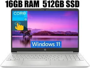 HP 15 Laptop, 15.6" HD Touchscreen, Intel Core i3-1215U 6 cores Processor, Intel UHD graphics, WiFi, Bluetooth, HDMI, USB-A&C, 16GB DDR4  512GB PCIe SSD, Windows 11