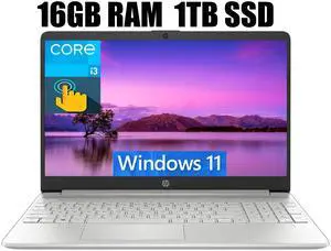 HP 15 Laptop, 15.6" HD Touchscreen, Intel Core i3-1215U 6 cores Processor, Intel UHD graphics, WiFi, Bluetooth, HDMI, USB-A&C, 16GB DDR4  1TB PCIe SSD, Windows 11