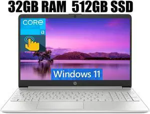 HP 15 Laptop, 15.6" HD Touchscreen, Intel Core i3-1215U 6 cores Processor, Intel UHD graphics, WiFi, Bluetooth, HDMI, USB-A&C, 32GB DDR4  512GB PCIe SSD, Windows 11
