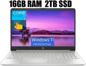 HP 15 Laptop, 15.6" HD Touchscreen, Intel Core i3-1215U 6 cores Processor, Intel UHD graphics, WiFi, Bluetooth, HDMI, USB-A&C, 16GB DDR4  2TB PCIe SSD, Windows 11 Pro