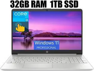 HP 15 Laptop, 15.6" HD Touchscreen, Intel Core i3-1215U 6 cores Processor, Intel UHD graphics, WiFi, Bluetooth, HDMI, USB-A&C, 32GB DDR4  1TB PCIe SSD, Windows 11 Pro