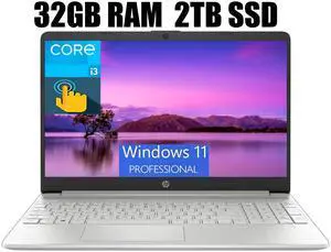 HP 15 Laptop, 15.6" HD Touchscreen, Intel Core i3-1215U 6 cores Processor, Intel UHD graphics, WiFi, Bluetooth, HDMI, USB-A&C, 32GB DDR4  2TB PCIe SSD, Windows 11 Pro