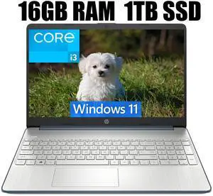 HP 15 Laptop, 15.6" HD Display, Intel Core i3-1115G4 2 Cores Processor, Intel UHD Graphics, Wi-Fi, SD Card Reader, HDMI, Webcam, 16GB DDR4  1TB PCIe SSD, Windows 11