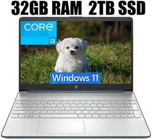 HP 15 Laptop, 15.6" HD Display, Intel Core i3-1115G4 2 Cores Processor, Intel UHD Graphics, Wi-Fi, SD Card Reader, HDMI, Webcam, 32GB DDR4  2TB PCIe SSD, Windows 11